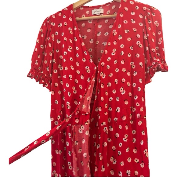 Ghanda Red Floral Wrap Dress - S - Picture 2 of 12